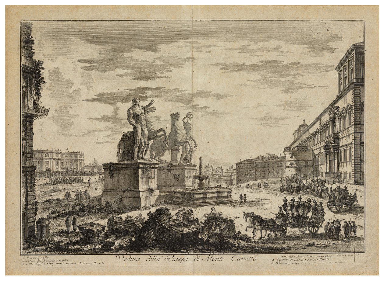 Näkymä Piazza di Monte Cavallolle (Quirinale) tekijältä Giovanni Battista Piranesi