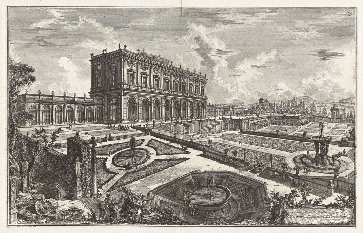 Näkymä hänen ylhäisyytensä kardinaali Alessandro Albanin huvilasta Porta Salarian ulkopuolella, teoksesta Näkymiä Roomasta tekijältä Giovanni Battista Piranesi