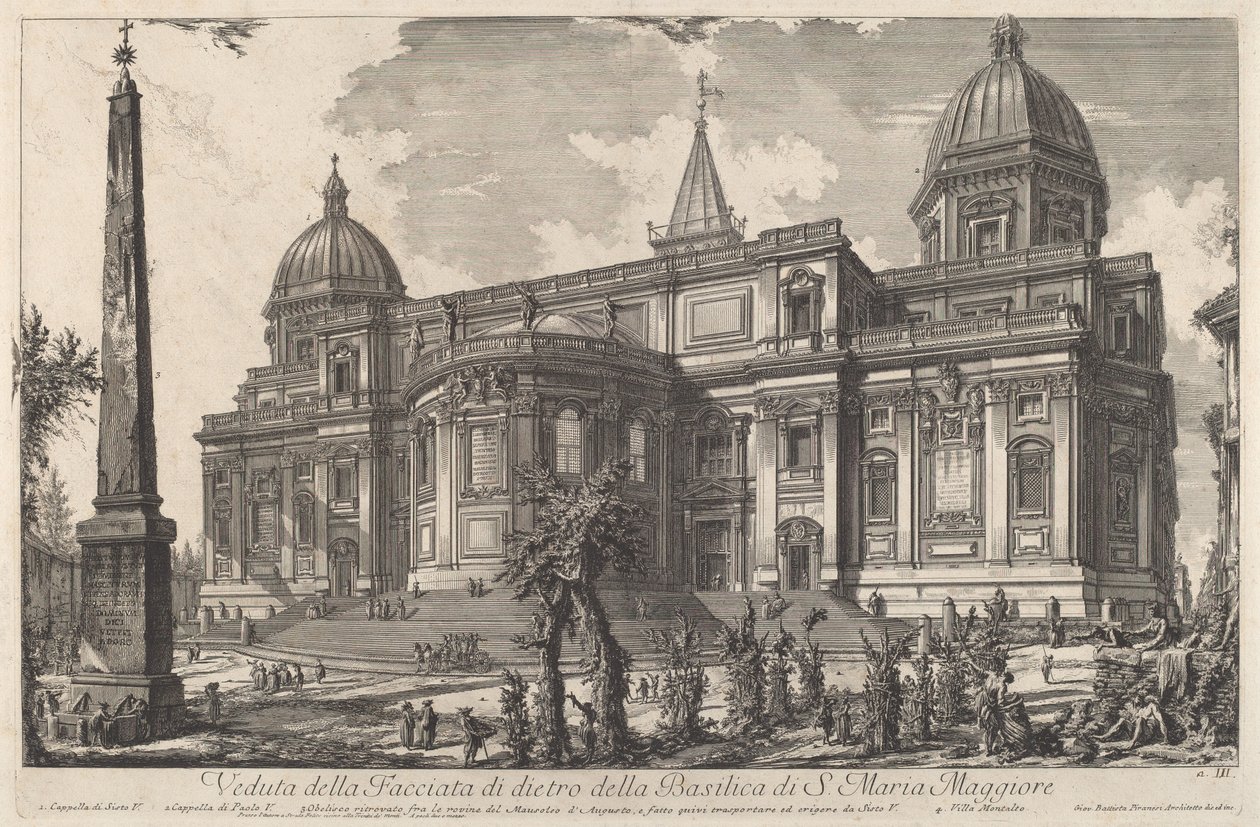 Näkymä S. Maria Maggioren basilikan takajulkisivulta tekijältä Giovanni Battista Piranesi