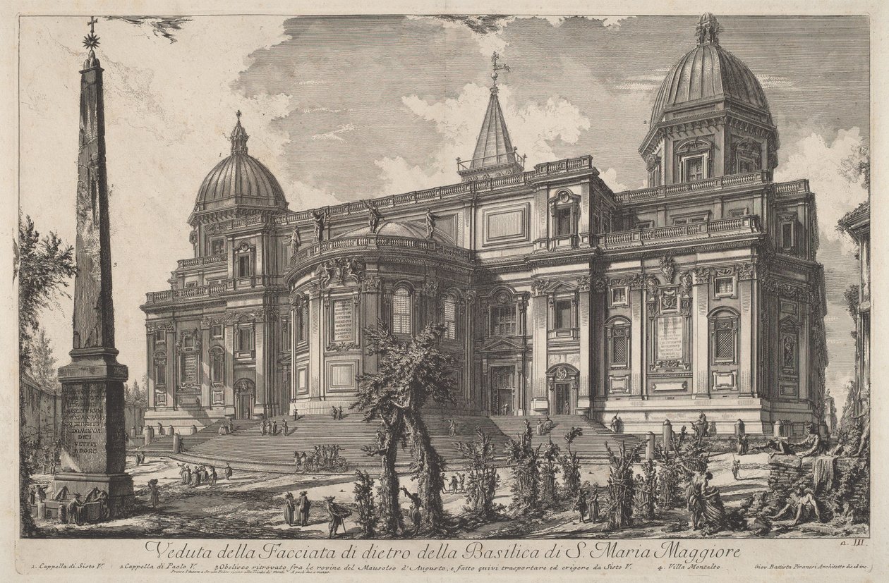 Näkymä Santa Maria Maggioren basilikan takajulkisivusta tekijältä Giovanni Battista Piranesi