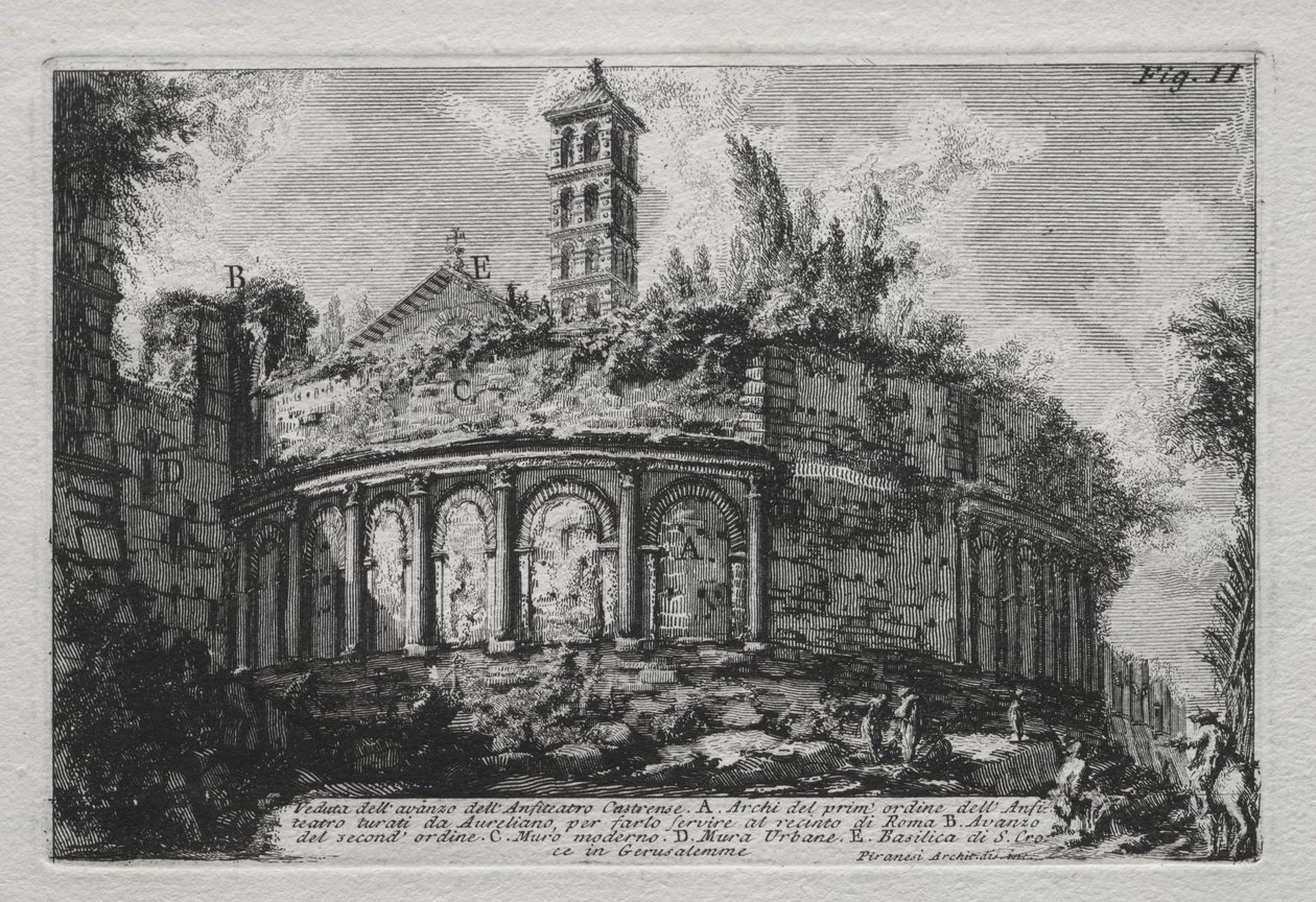 Näkymä Castransen amfiteatterin jäänteistä tekijältä Giovanni Battista Piranesi