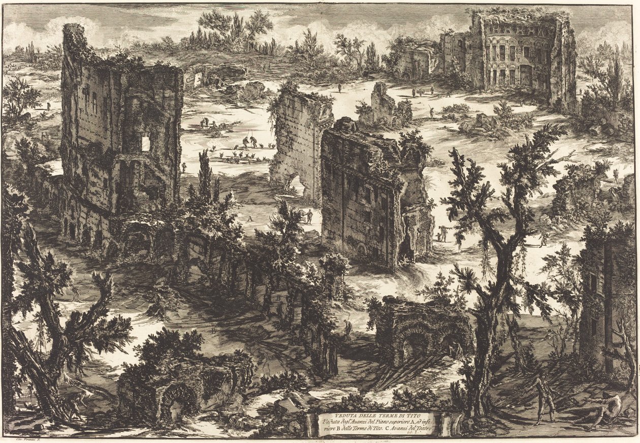 Näkymä Terme di Titolle tekijältä Giovanni Battista Piranesi