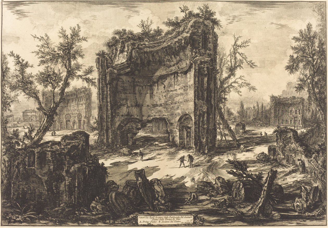 Näkymä ... Tituksen kylpylöistä tekijältä Giovanni Battista Piranesi