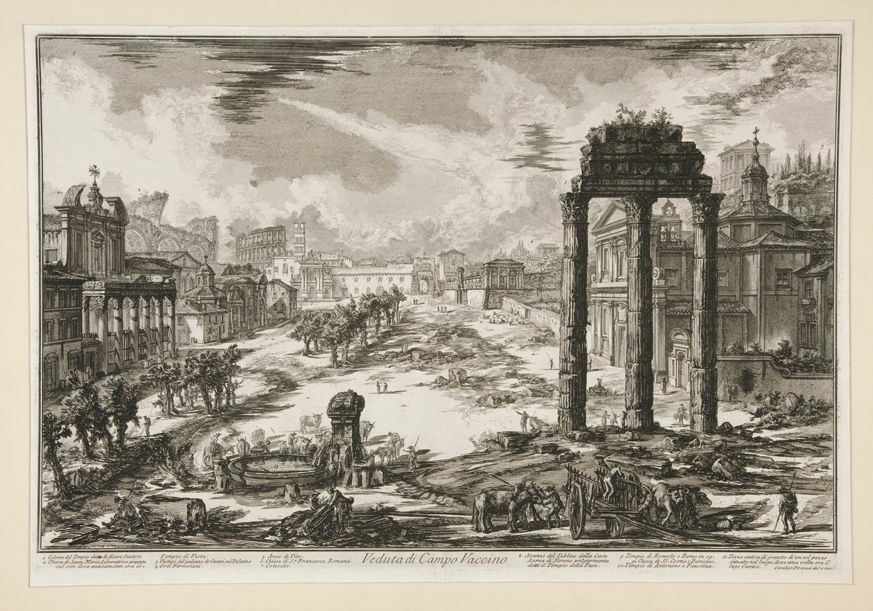 Näkymä Campo Vaccinolle Rooman näkymistä tekijältä Giovanni Battista Piranesi