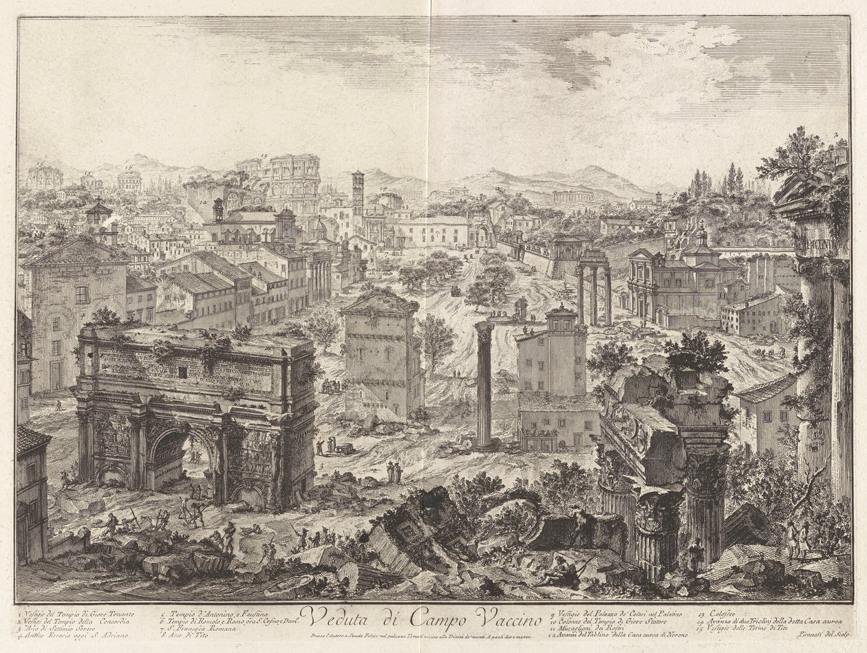 Veduta di Campo Vaccino (näkymä Campo Vaccinolle [Forum Romanum, Capitoline-kukkulasta]), Vedute di Romasta (näkymät Roomaan) tekijältä Giovanni Battista Piranesi