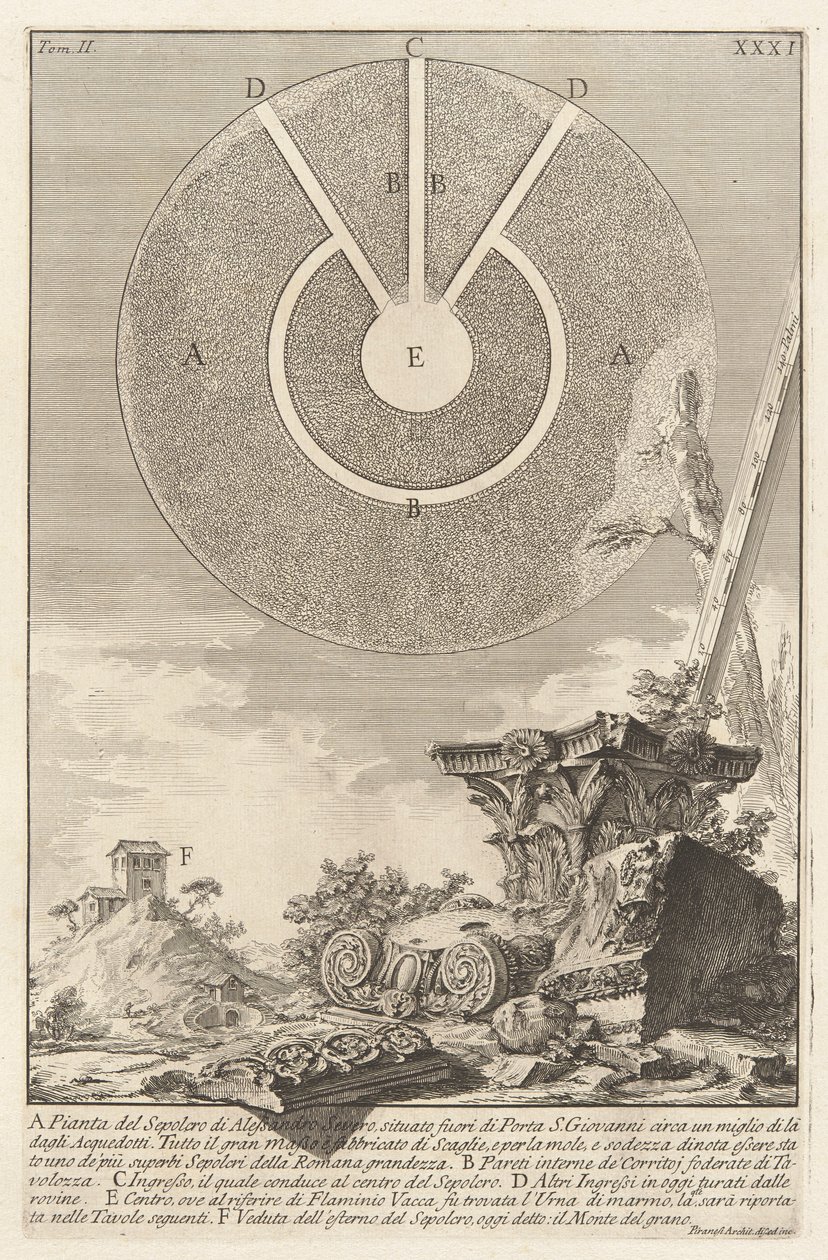 Näkymä L. Arruntiuksen hautakammion toisesta osasta, levy 10 osasta 2 Antichit? Roomalainen (roomalaiset muinaiset) tekijältä Giovanni Battista Piranesi