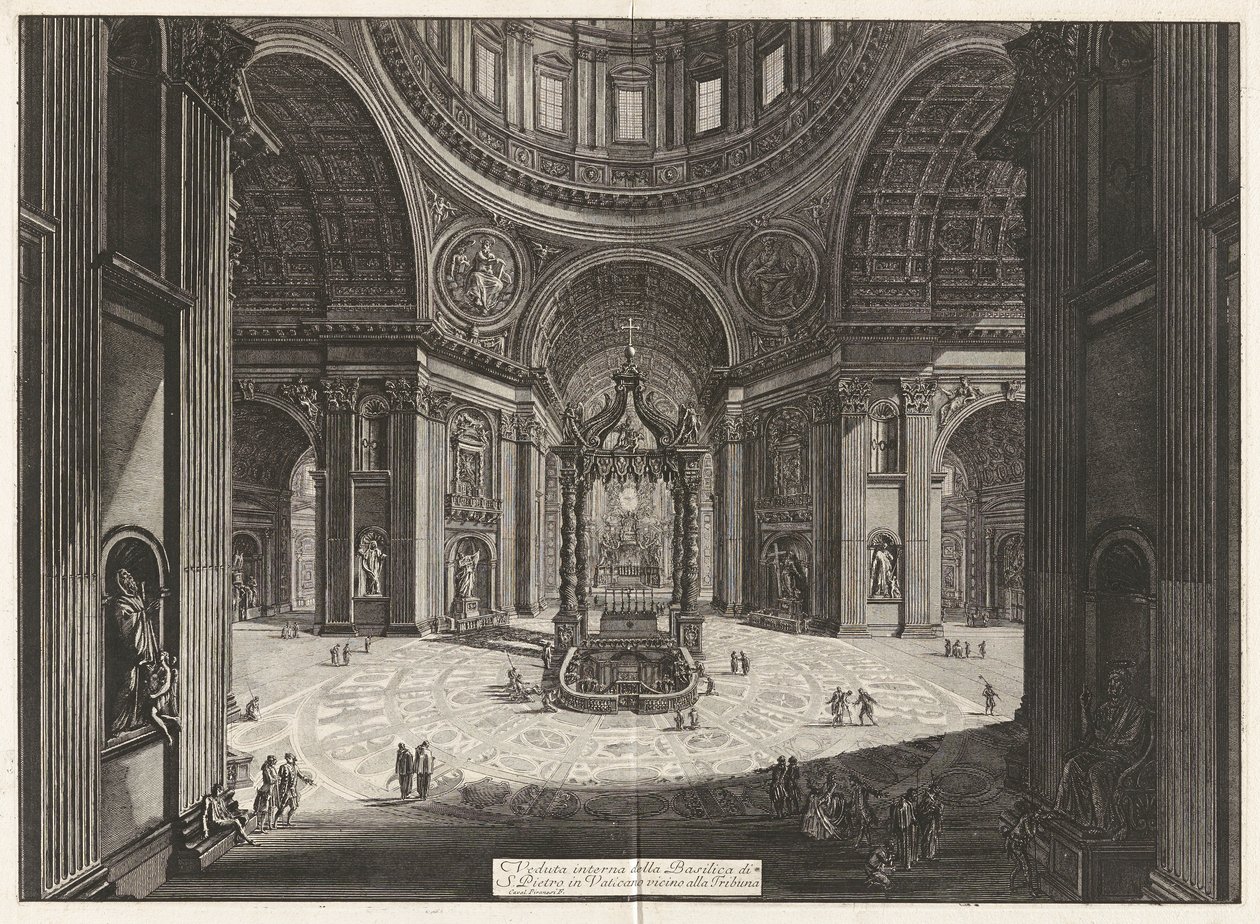 Sisäkuva Pyhän Pietarin basilikasta tekijältä Giovanni Battista Piranesi