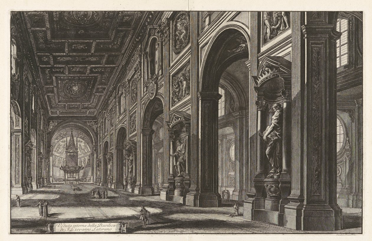 Sisäkuva San Giovanni Lateranon basilikasta Vedute di Romasta (näkymät Roomaan) tekijältä Giovanni Battista Piranesi