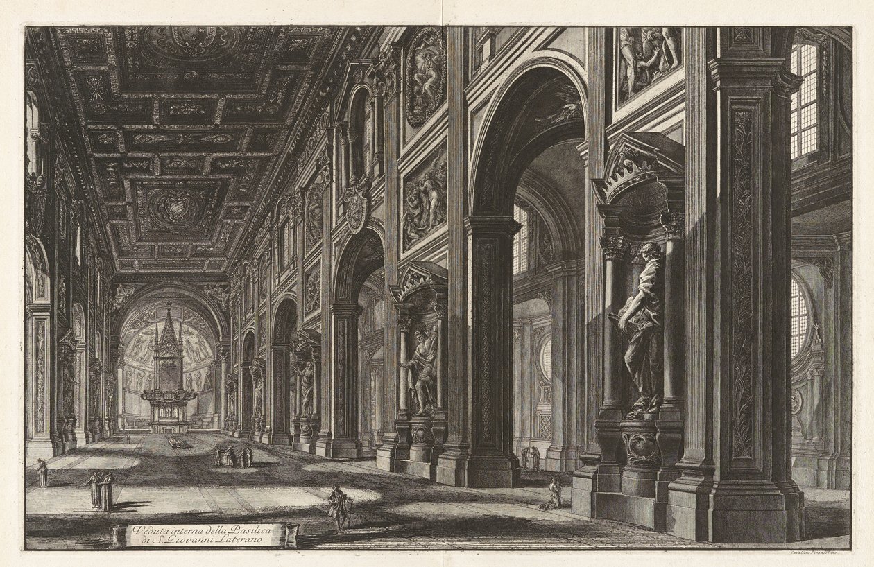 San Giovanni in Laterano -basilikan sisänäkymä sarjasta "Näkymiä Roomasta" tekijältä Giovanni Battista Piranesi