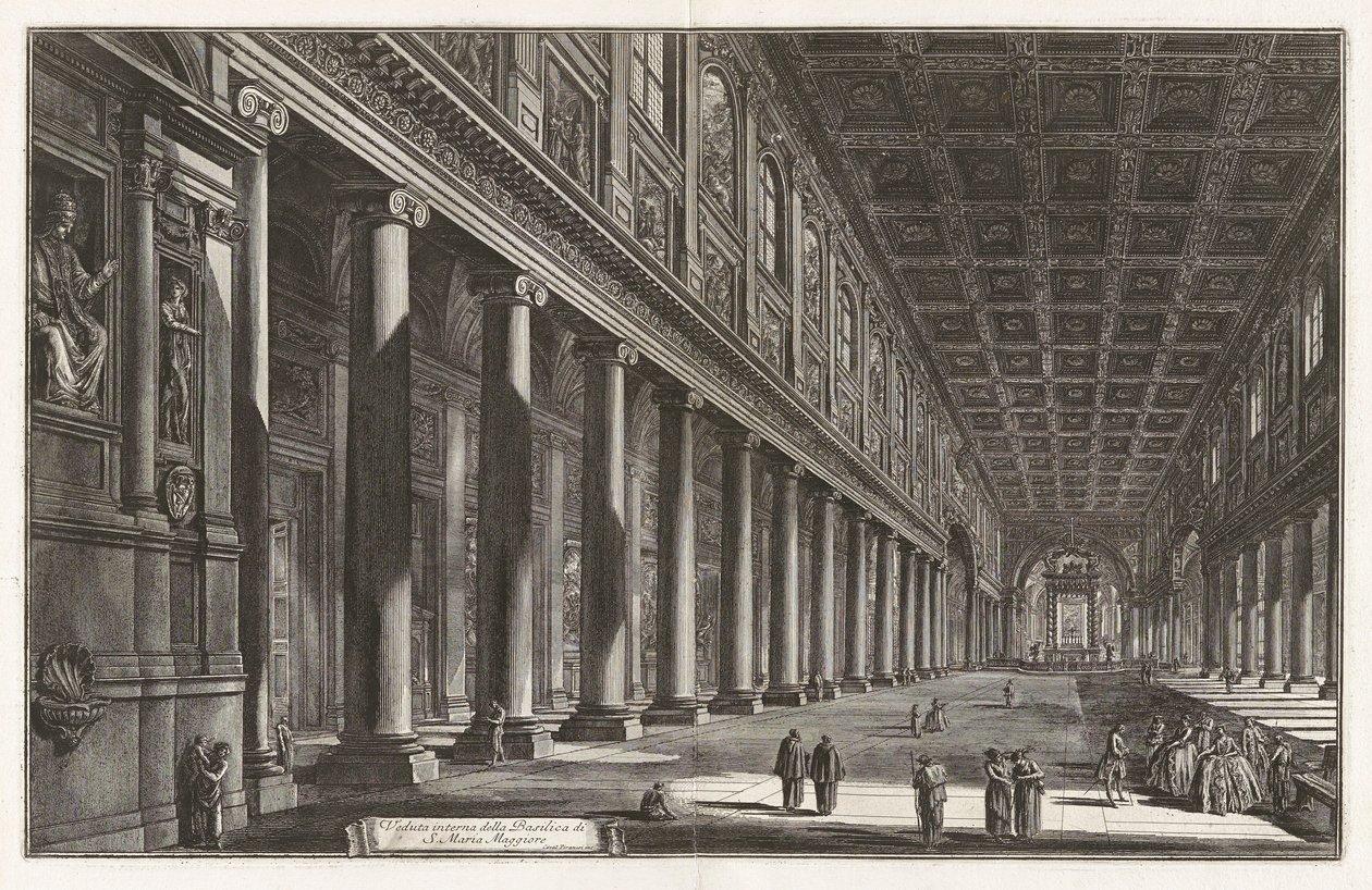 Sisänäkymä Santa Maria Maggioren basilikaan, Vedute di Romasta (näkymät Roomaan) tekijältä Giovanni Battista Piranesi
