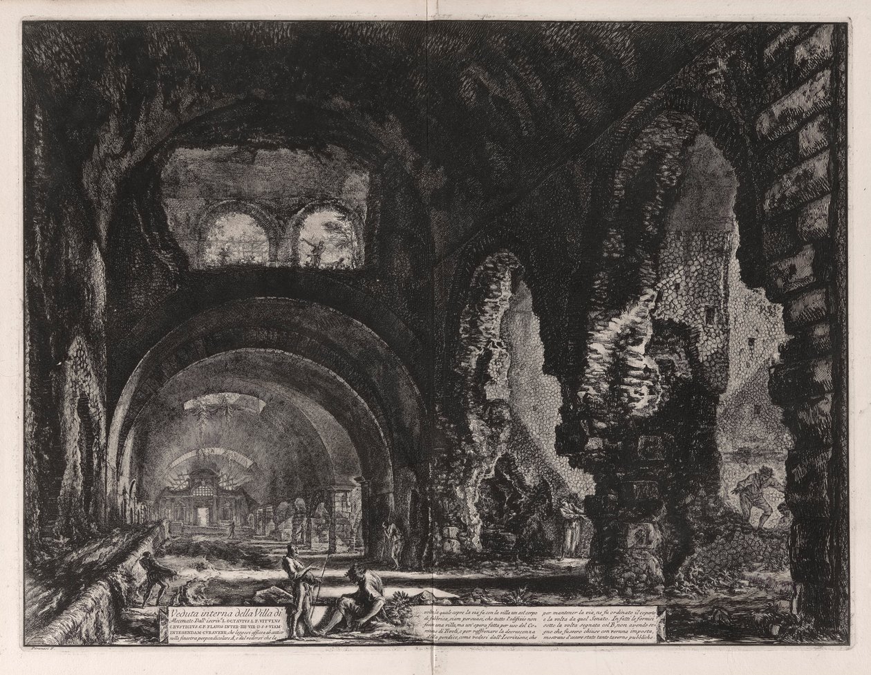 Näkymä Villa di Mecenaten sisäpuolelta tekijältä Giovanni Battista Piranesi
