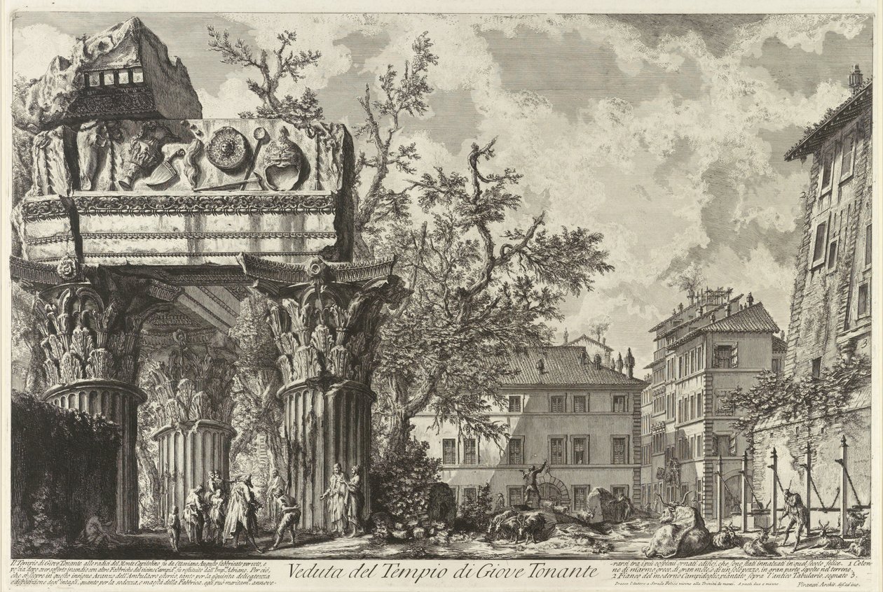 Veduta Jupiter Tonansin temppelin kanssa, n. 1755 tekijältä Giovanni Battista Piranesi