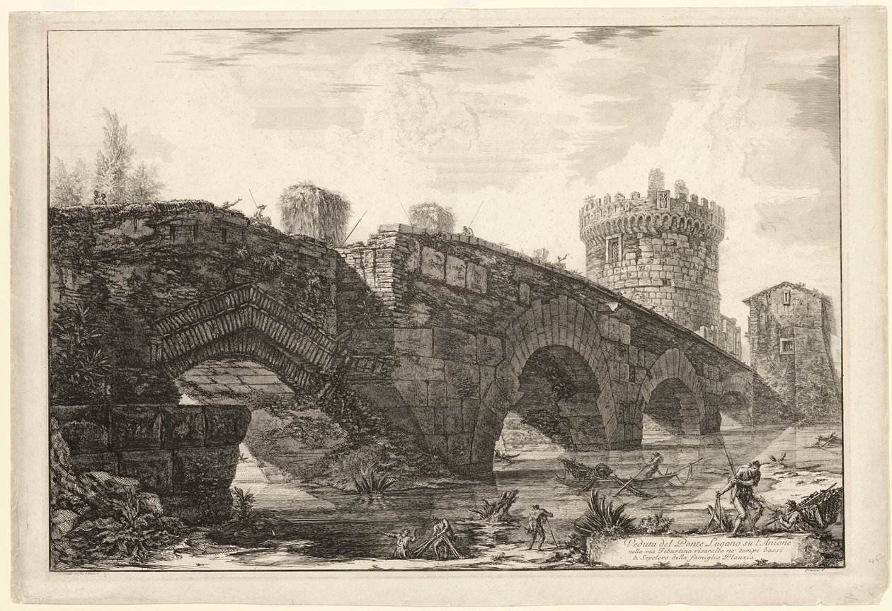 Näkymä Ponte Luganoon Aniolla, Rooman näkymistä tekijältä Giovanni Battista Piranesi