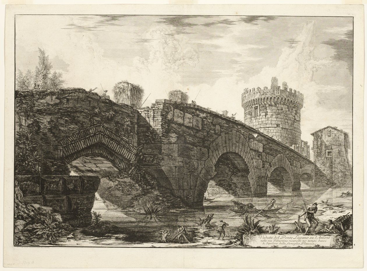 Näkymä Ponte Luganoon Aniolla, Rooman näkymistä tekijältä Giovanni Battista Piranesi