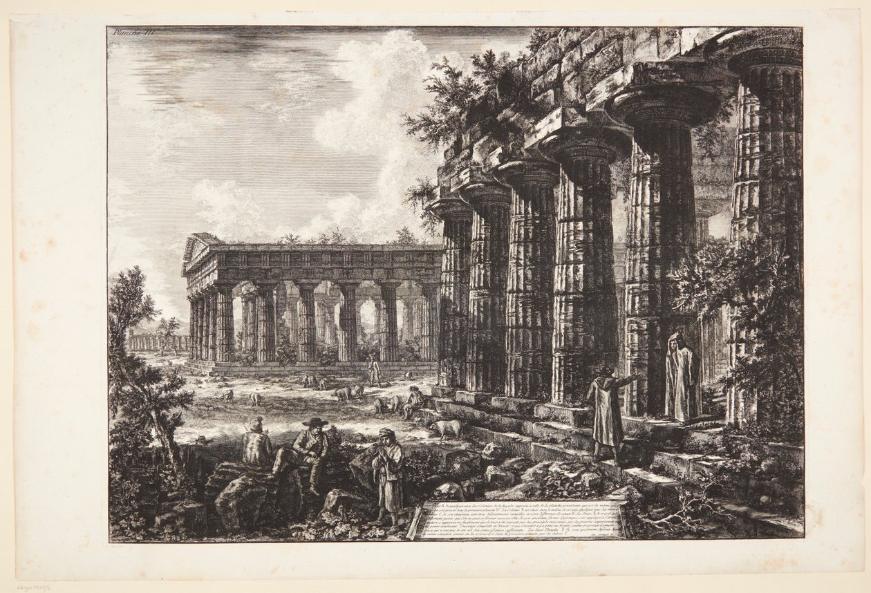 Näkymä joistakin edellisessä kuvalaatassa esitettyä vastapäätä olevan julkisivun pylväistä [...] tekijältä Giovanni Battista Piranesi