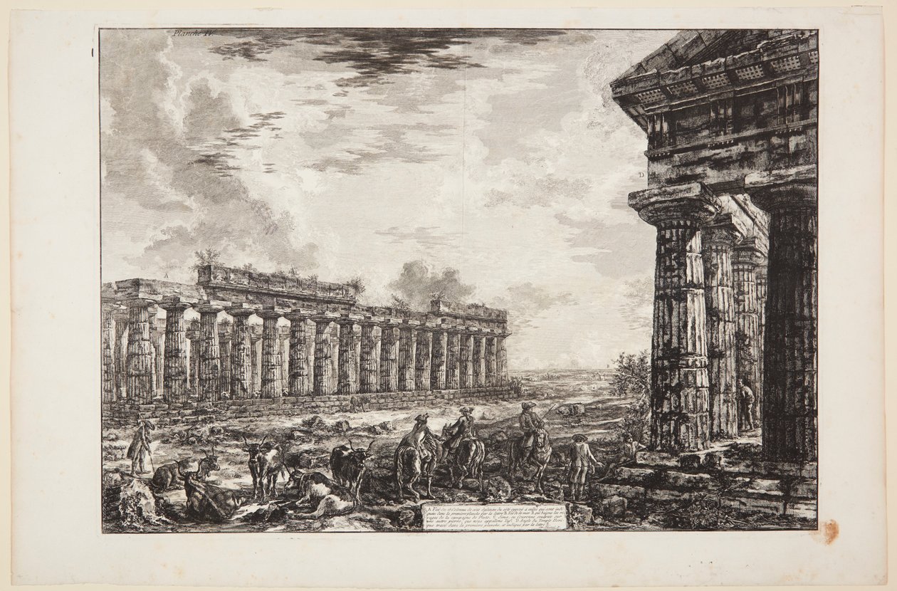 Näkymä 18 sivupylväästä piirrettynä ensimmäisessä taulussa esitettyihin pylväisiin nähden vastakkaiselta puolelta [...] tekijältä Giovanni Battista Piranesi