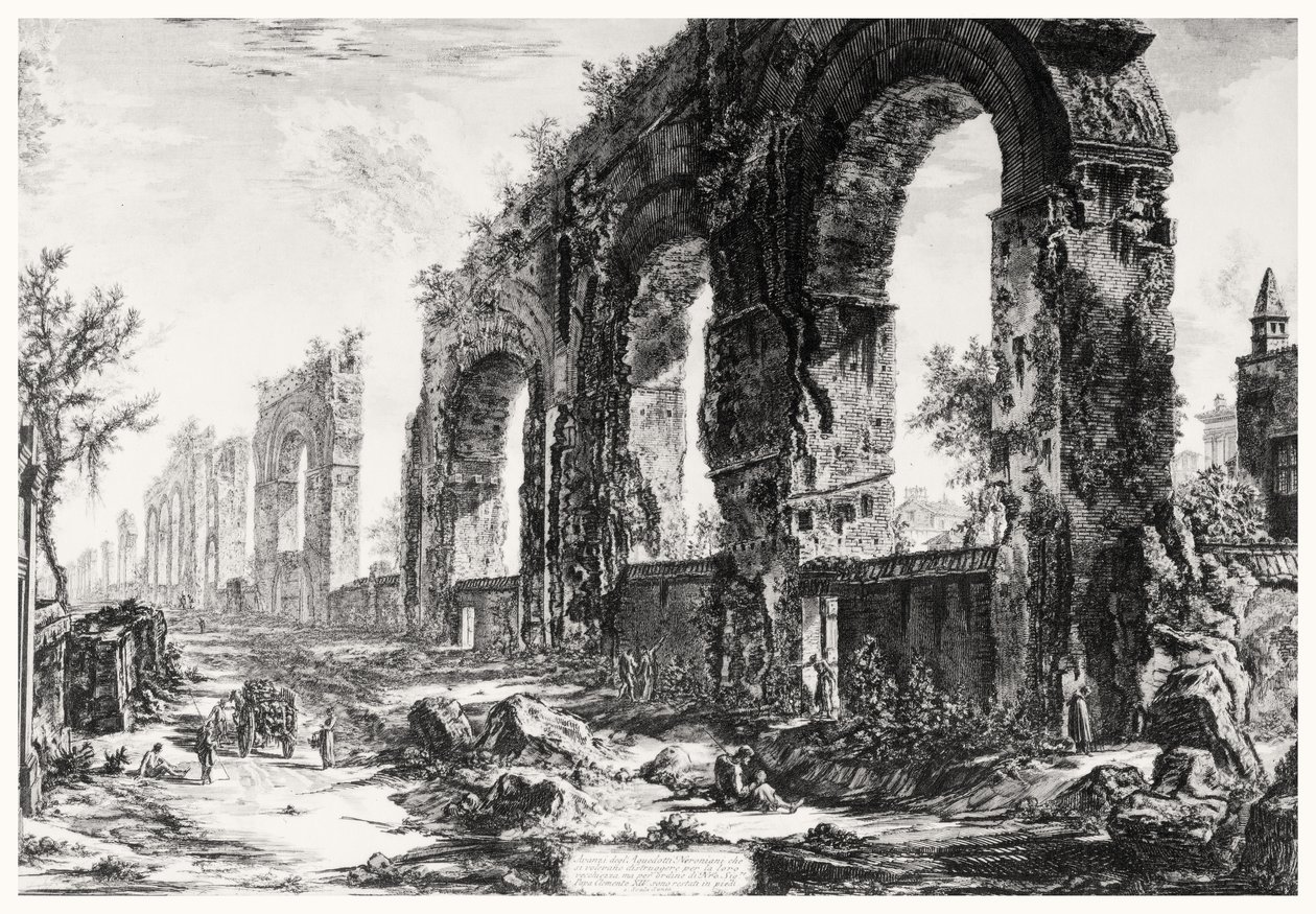 Näkymä Neron akveduktista, "Views of Rome" -sarjasta, n. 1760 (etsaus) tekijältä Giovanni Battista Piranesi