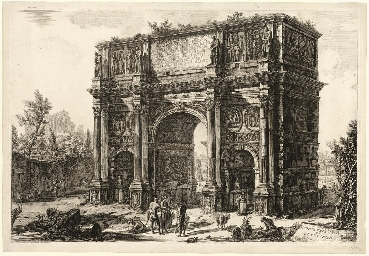 Näkymä Konstantinuksen kaarelle Rooman näkymistä tekijältä Giovanni Battista Piranesi
