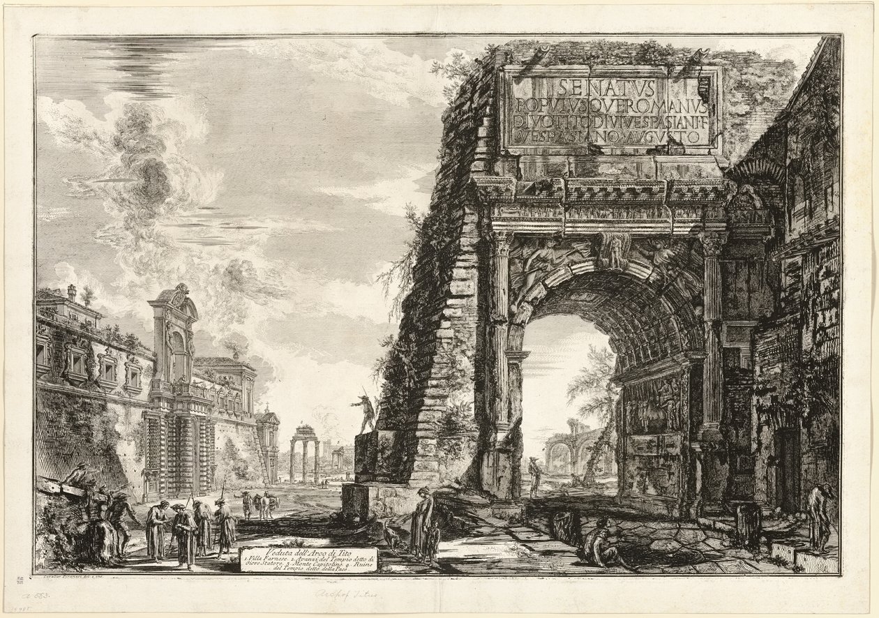 Näkymä Tituksen kaarelle Rooman näkymistä tekijältä Giovanni Battista Piranesi