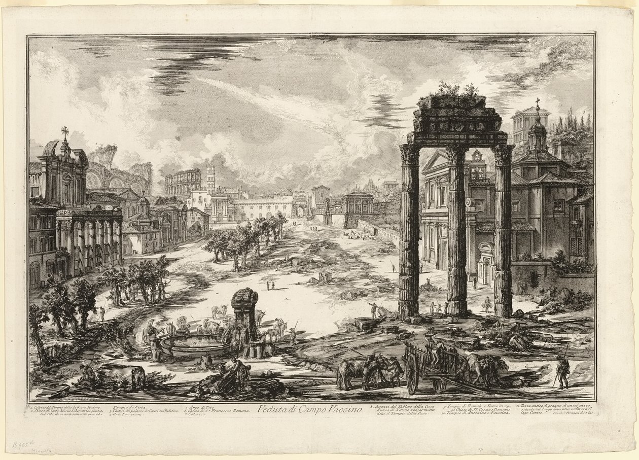 Näkymä Campo Vaccinolle Rooman näkymistä tekijältä Giovanni Battista Piranesi