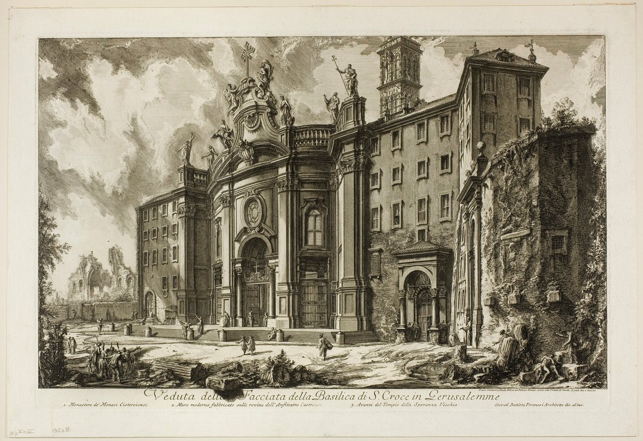 Näkymä S. Crocen basilikan julkisivusta Gerusalemmessa [Pyhä Risti Jerusalemissa] Rooman näkymistä tekijältä Giovanni Battista Piranesi