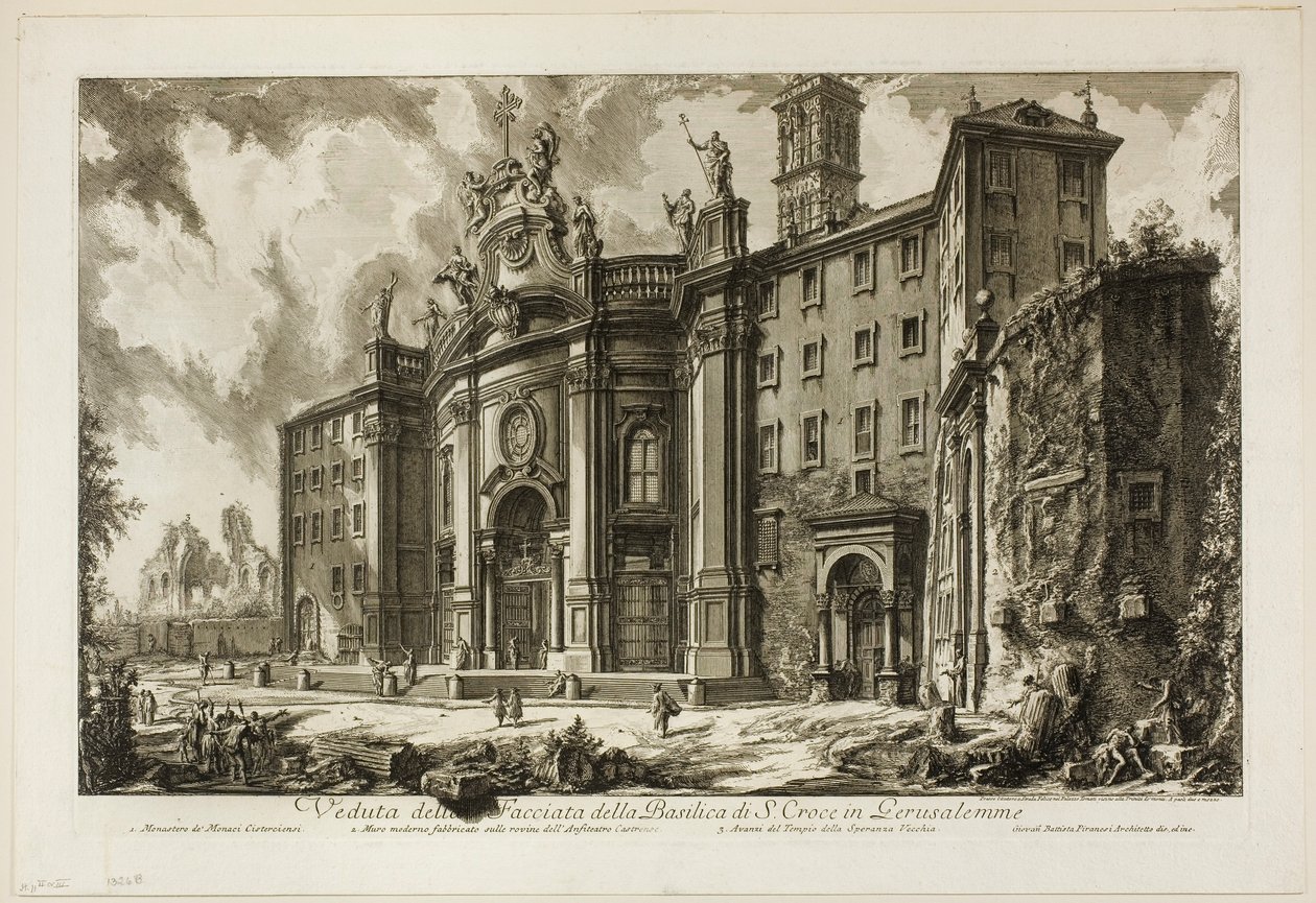 Näkymä S. Crocen basilikan julkisivusta Gerusalemmessa [Pyhä Risti Jerusalemissa] Rooman näkymistä tekijältä Giovanni Battista Piranesi