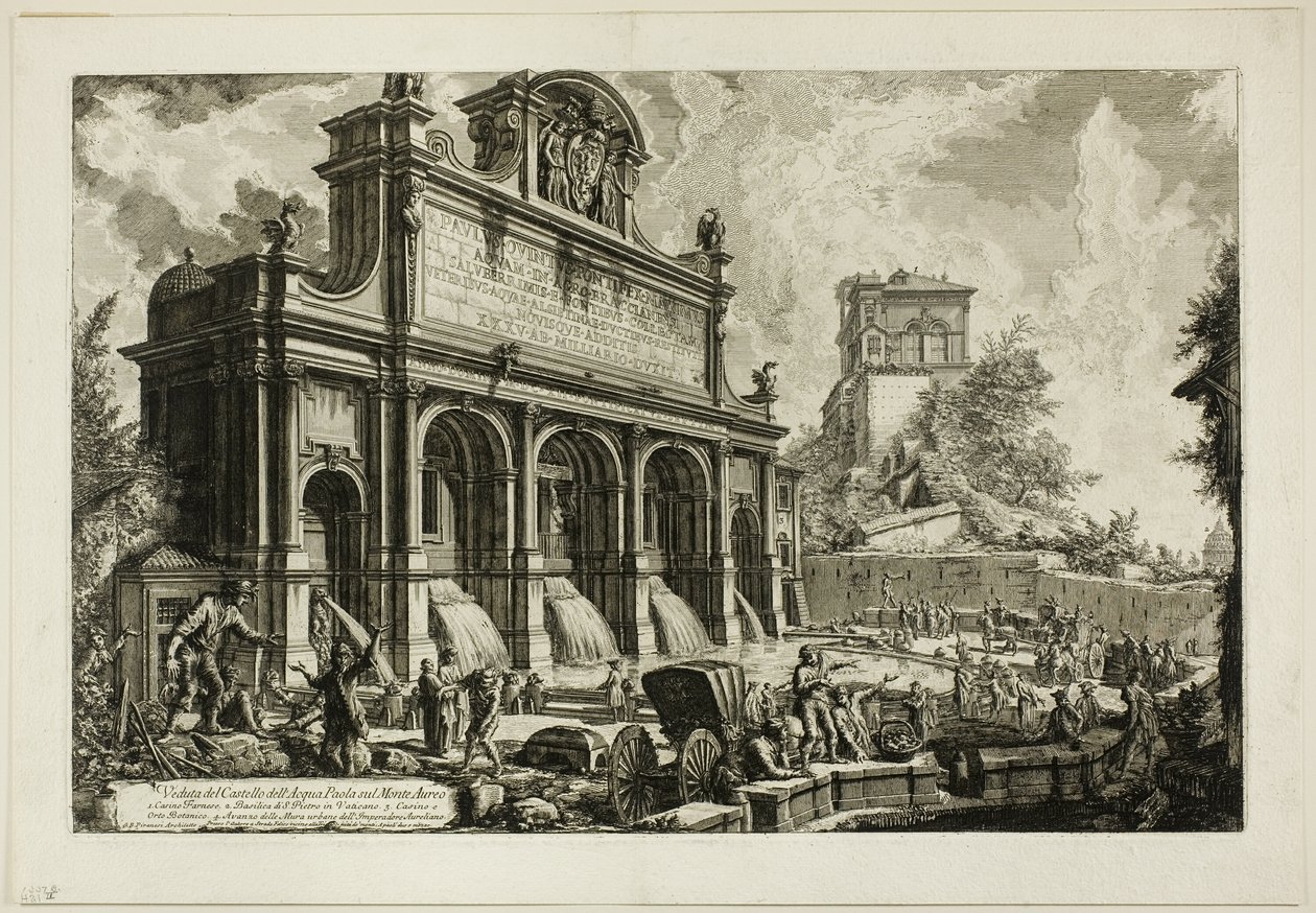 Näkymä Acqua Paolan suihkulähteelle Monte Aureolla Rooman näkymistä tekijältä Giovanni Battista Piranesi