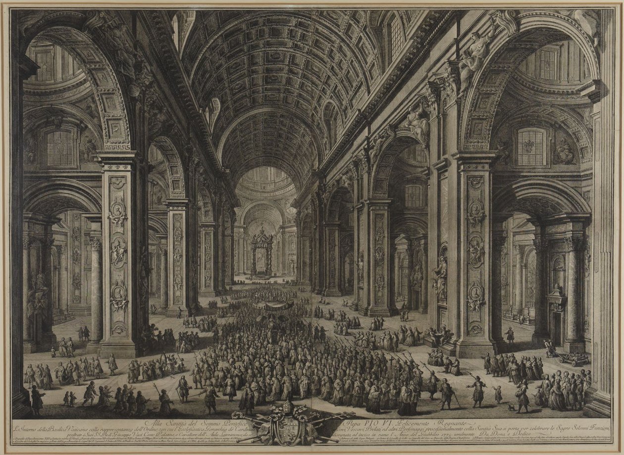Näkymä Pietarinkirkon sisätiloihin tekijältä Giovanni Battista Piranesi