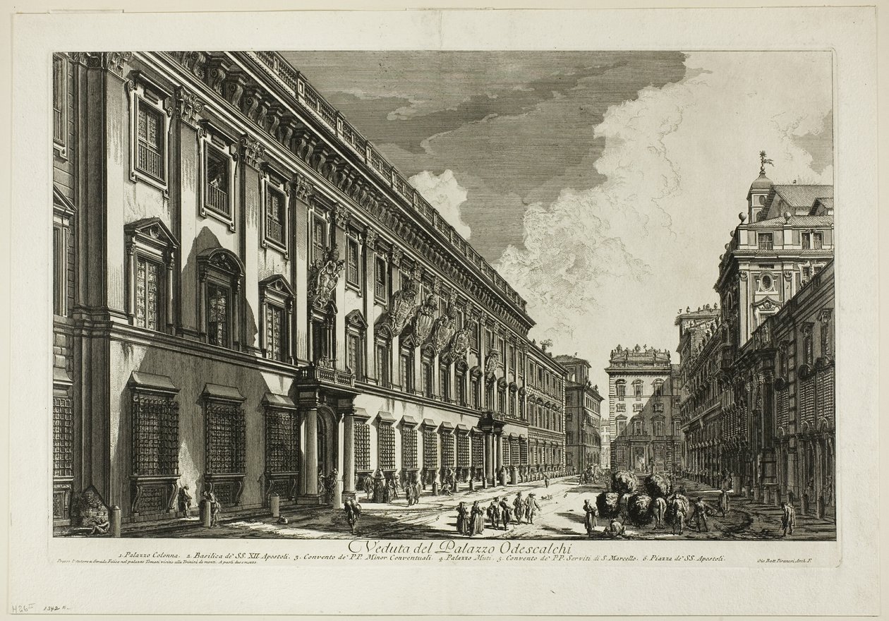 Näkymä Palazzo Odescalchille Rooman näkymistä tekijältä Giovanni Battista Piranesi