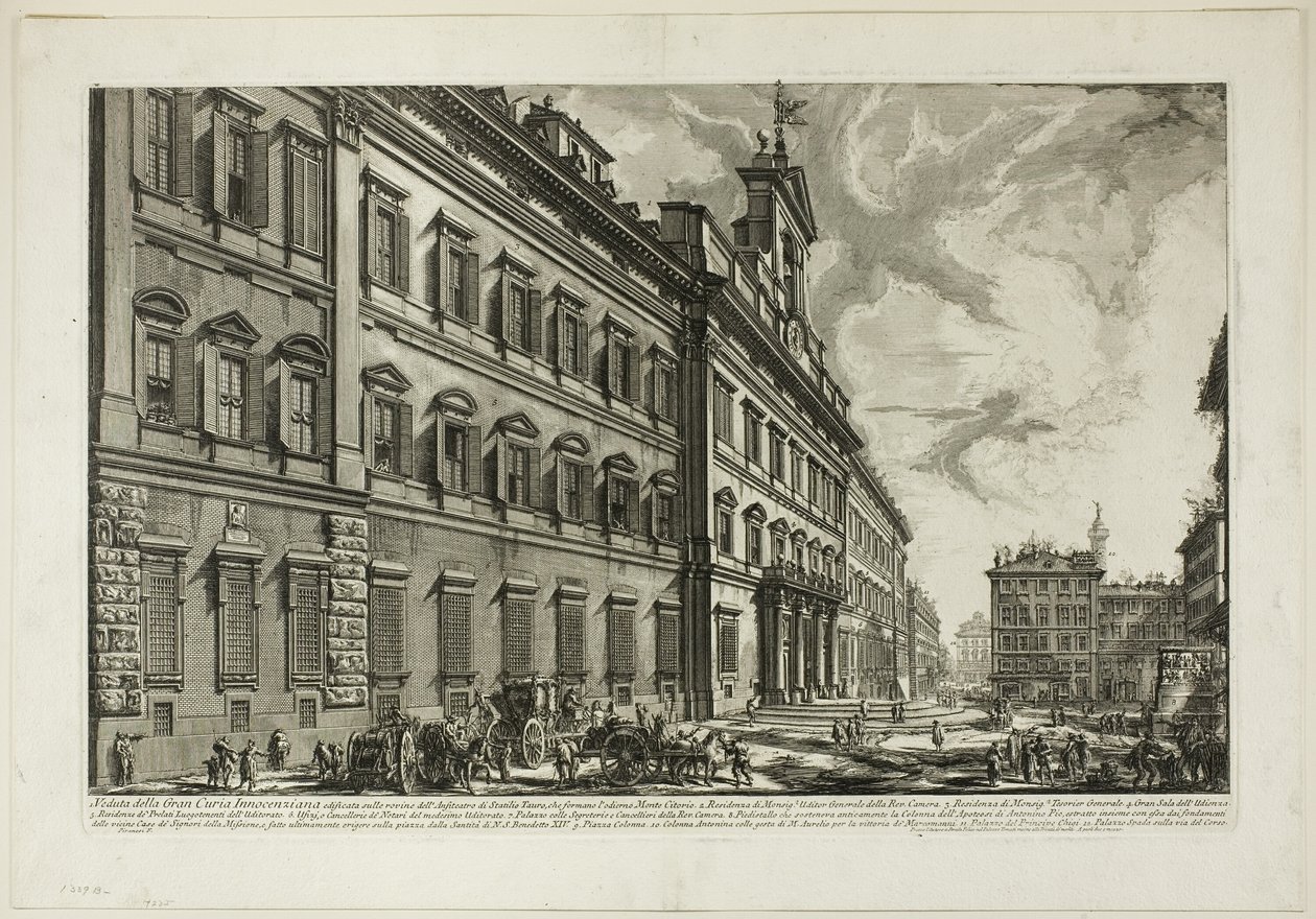 Näkymä Palazzo di Montecitoriolle Rooman näkymistä tekijältä Giovanni Battista Piranesi