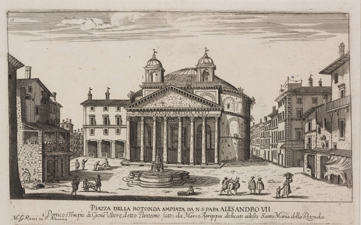 Näkymä Pantheonille, n. 1778-1792 (etsaus) tekijältä Giovanni Battista Piranesi