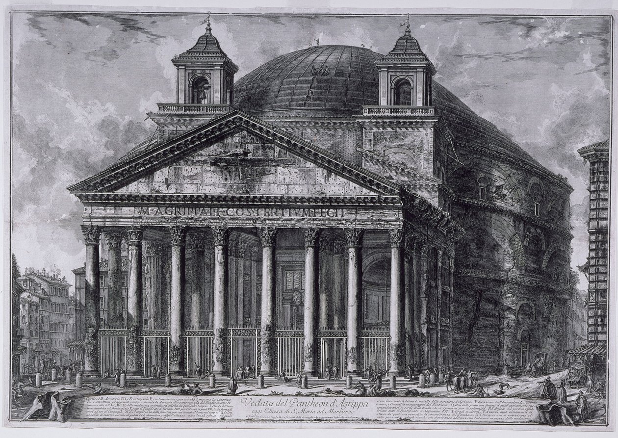 Näkymä Agrippan Pantheonille, n. 1761 (etsaukset) tekijältä Giovanni Battista Piranesi