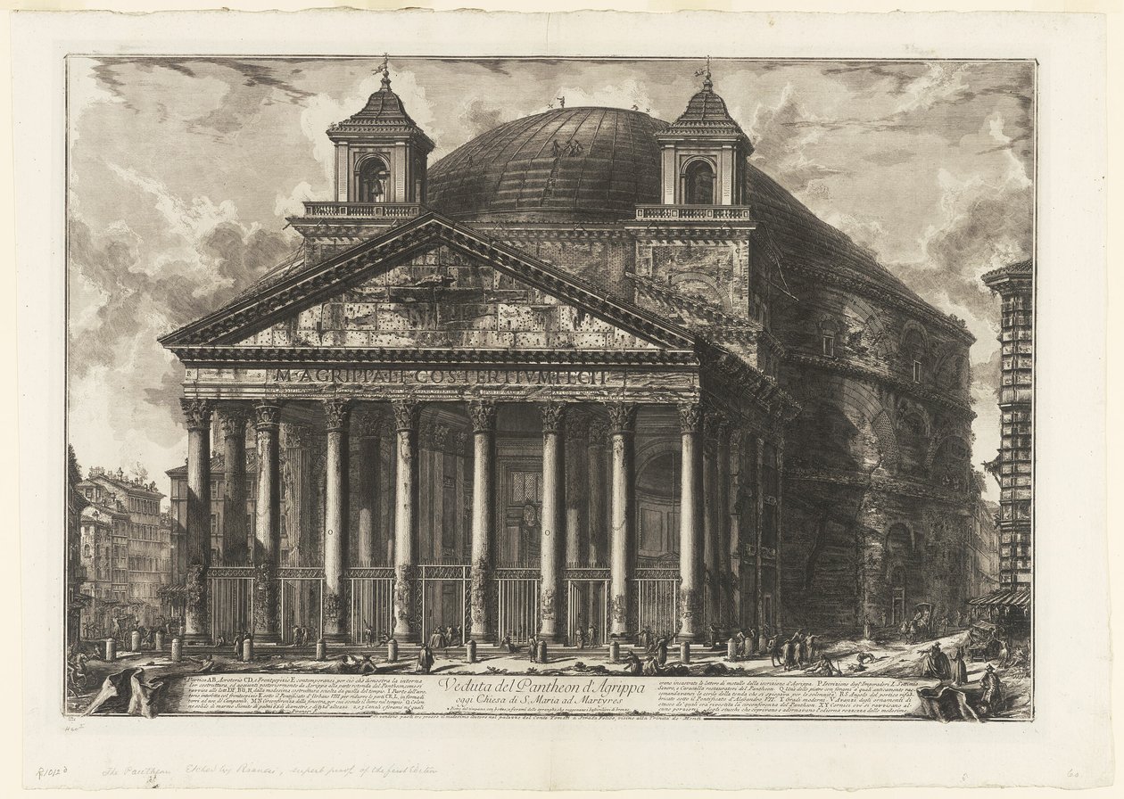 Näkymä Agrippan Pantheonille, nykyään S. Maria ad Martyres, Rooman näkymistä tekijältä Giovanni Battista Piranesi