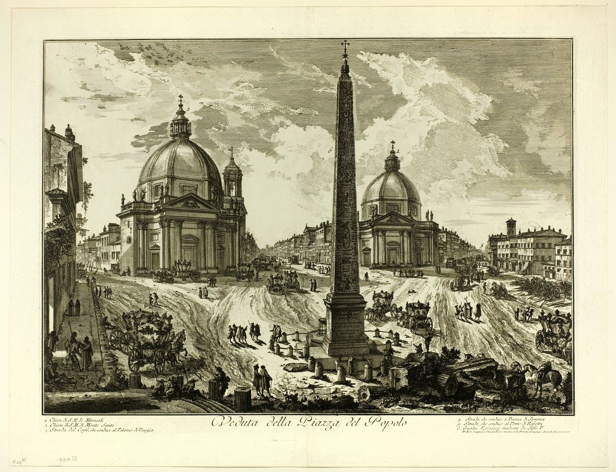 Näkymä Piazza del Popololle Rooman näkymistä tekijältä Giovanni Battista Piranesi