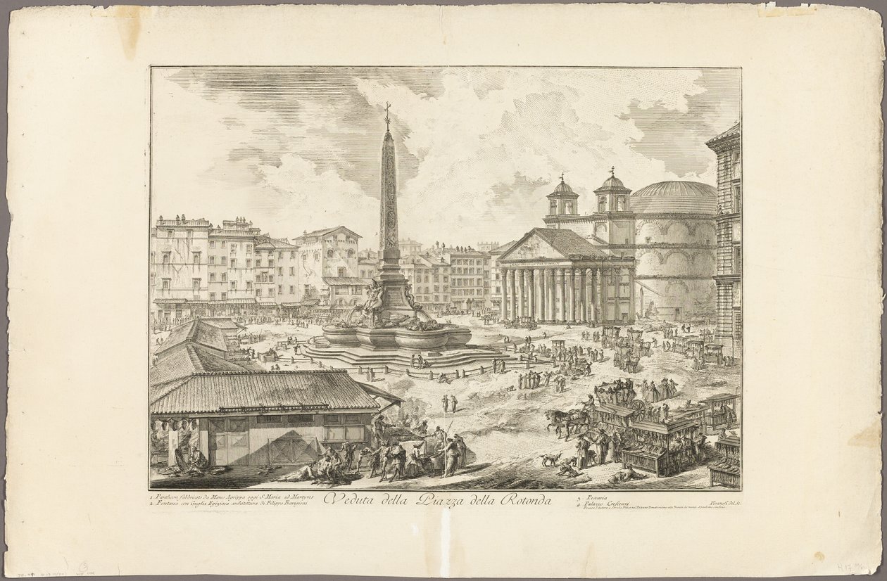 Näkymä Piazza della Rotondalle Rooman näkymistä tekijältä Giovanni Battista Piranesi