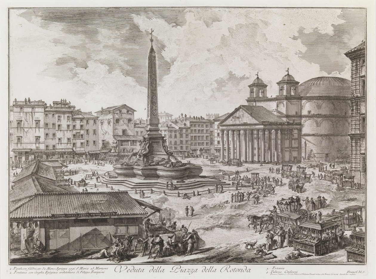 Näkymä Piazza della Rotondalle sarjasta Vedute di Roma tekijältä Giovanni Battista Piranesi