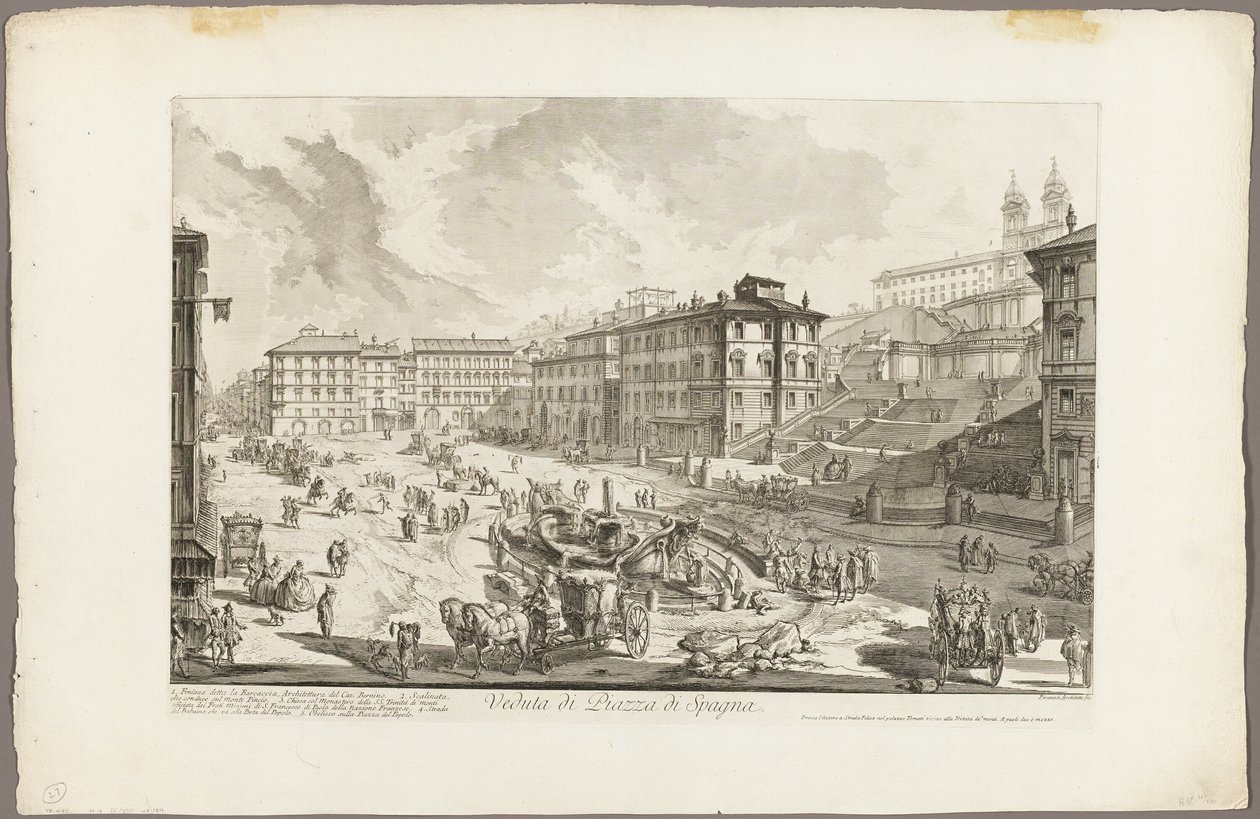 Näkymä Piazza di Spagnalle Rooman näkymistä tekijältä Giovanni Battista Piranesi