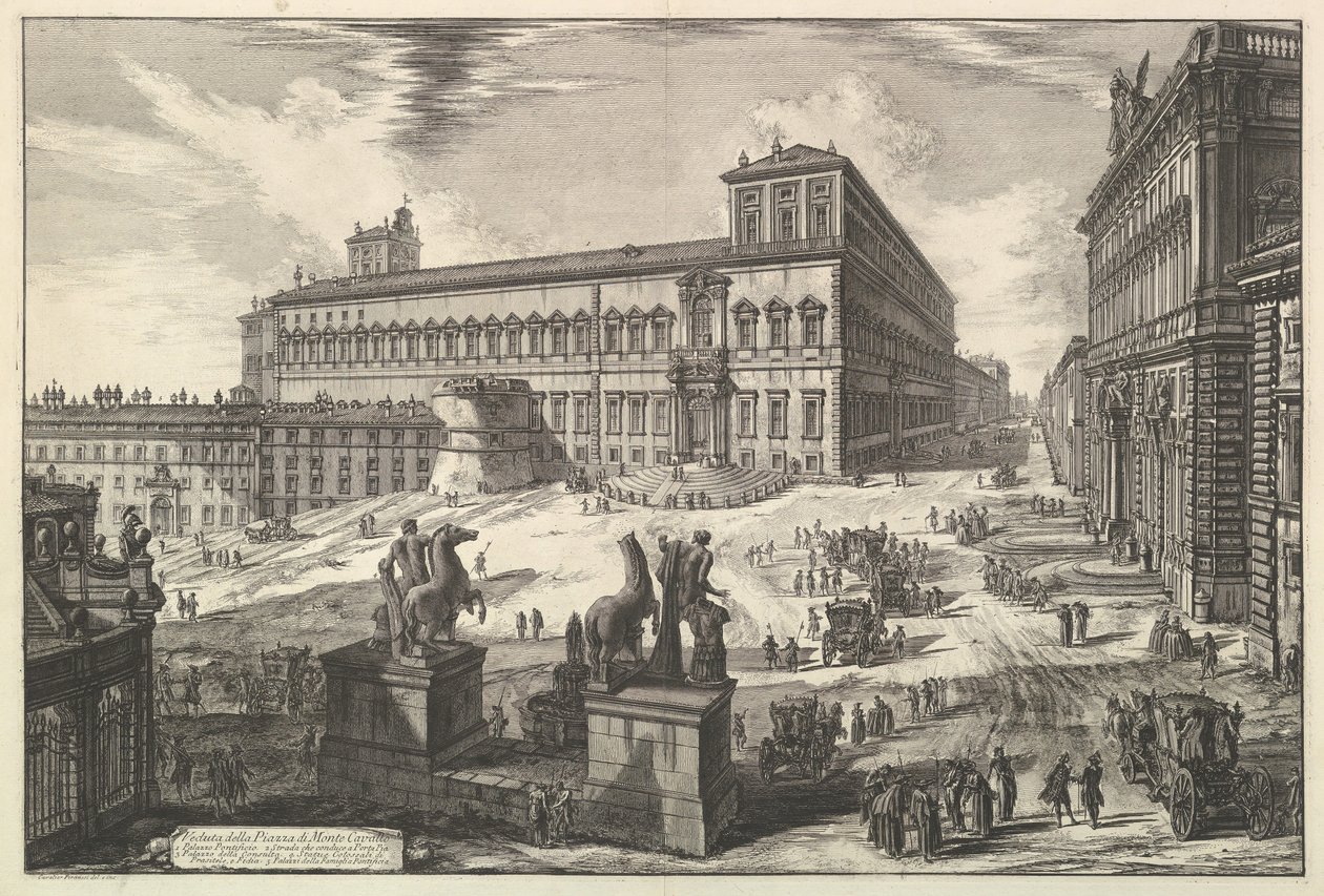 Näkymä Piazza di monte Cavallolle, Rooman näkymistä Rooman näköalat, n. 1773. tekijältä Giovanni Battista Piranesi