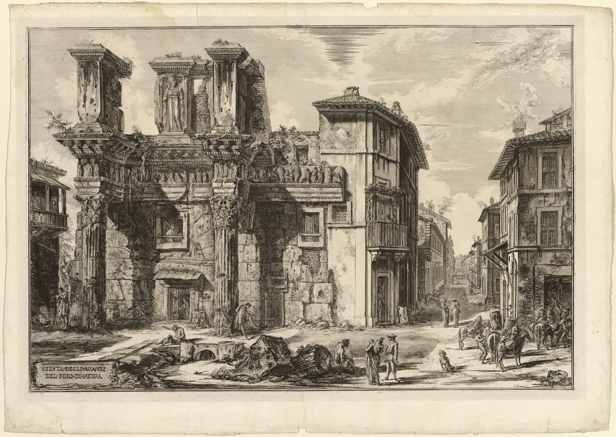 Näkymä Forum of Nervan raunioihin Rooman näkymistä tekijältä Giovanni Battista Piranesi