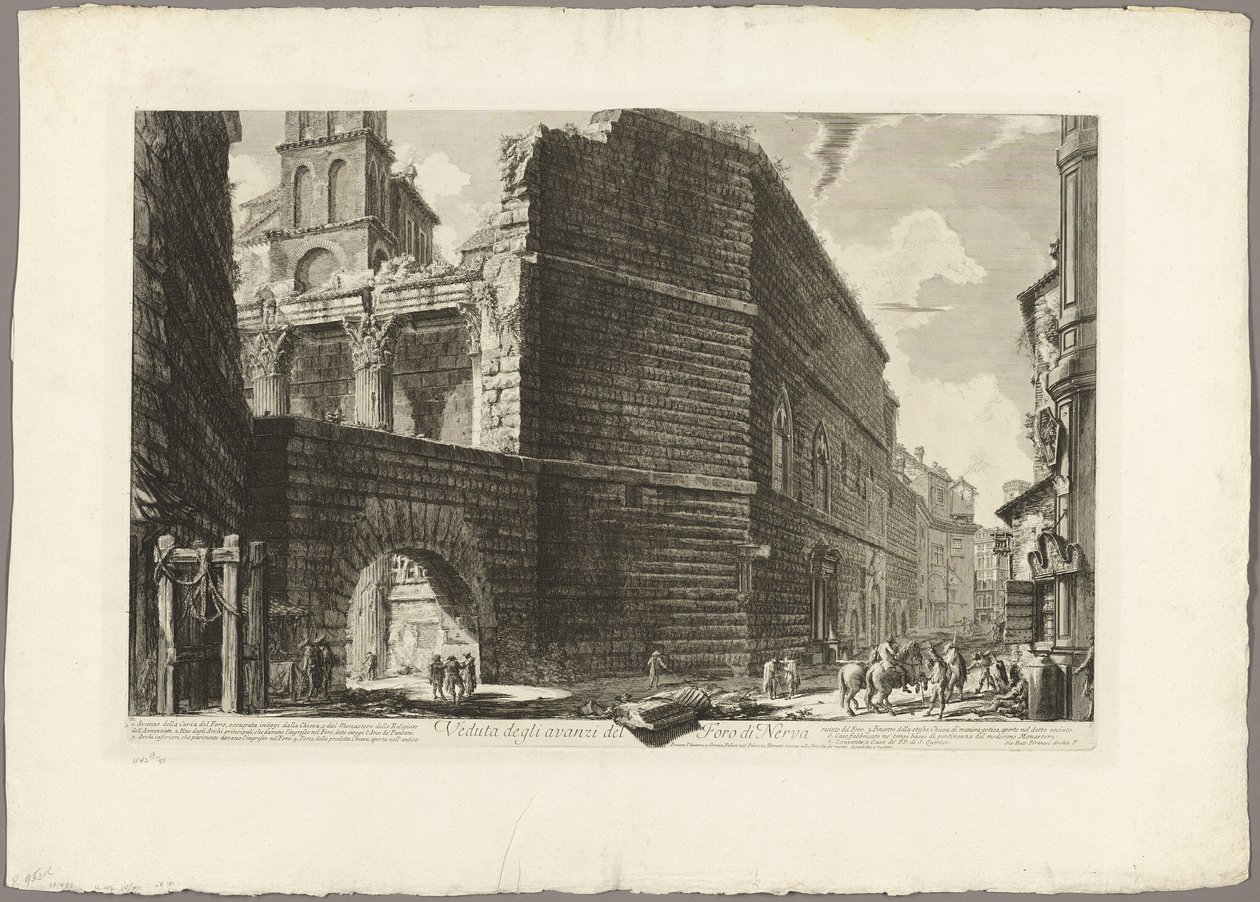 Näkymä Forum of Nervan raunioihin Rooman näkymistä tekijältä Giovanni Battista Piranesi
