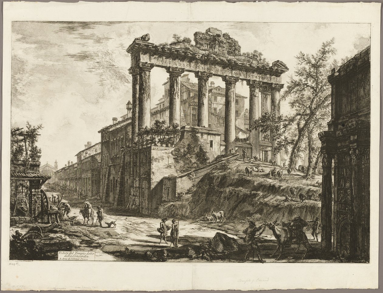 Näkymä ns. Concordin temppelille Rooman näkymistä tekijältä Giovanni Battista Piranesi