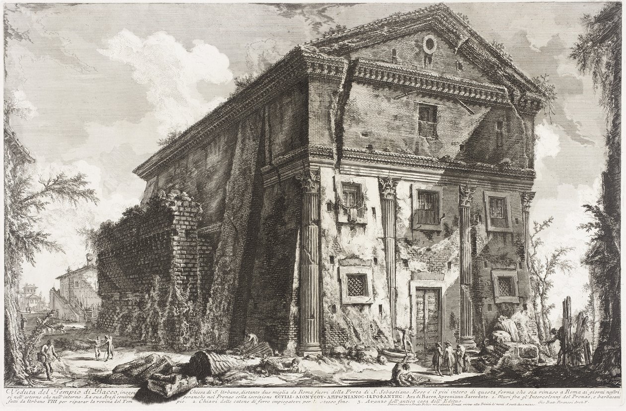 Näkymä Bacchuksen temppeliin, 1760-78 tekijältä Giovanni Battista Piranesi