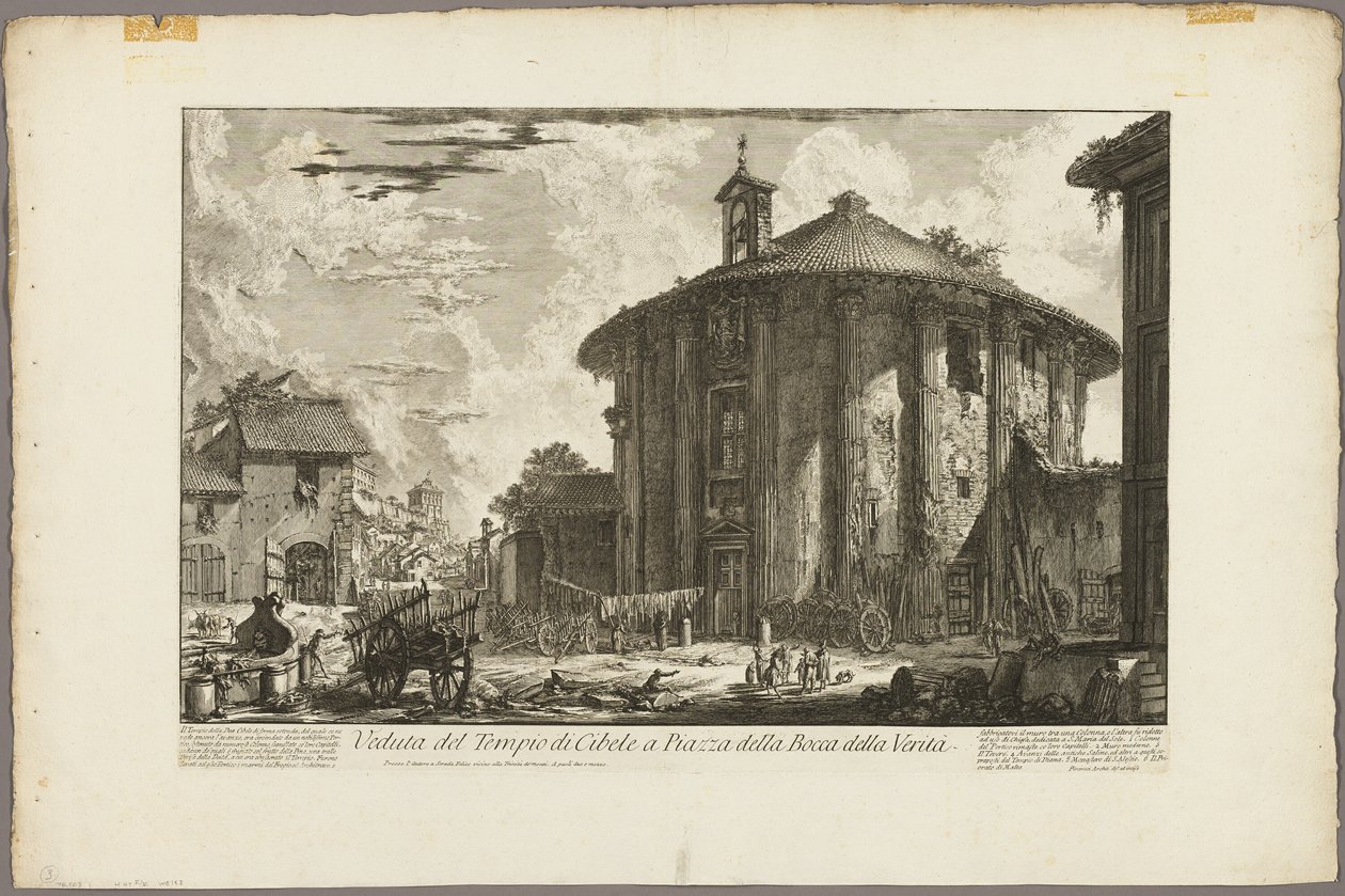 Näkymä Cybelen temppelille Bocca della Veritàn Piazzalla Rooman näkymistä tekijältä Giovanni Battista Piranesi