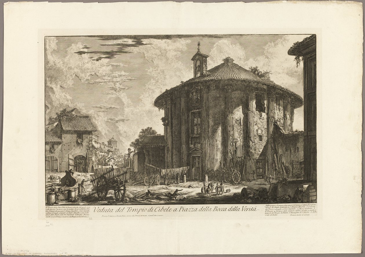 Näkymä Cybelen temppelille Bocca della Veritàn Piazzalla Rooman näkymistä tekijältä Giovanni Battista Piranesi
