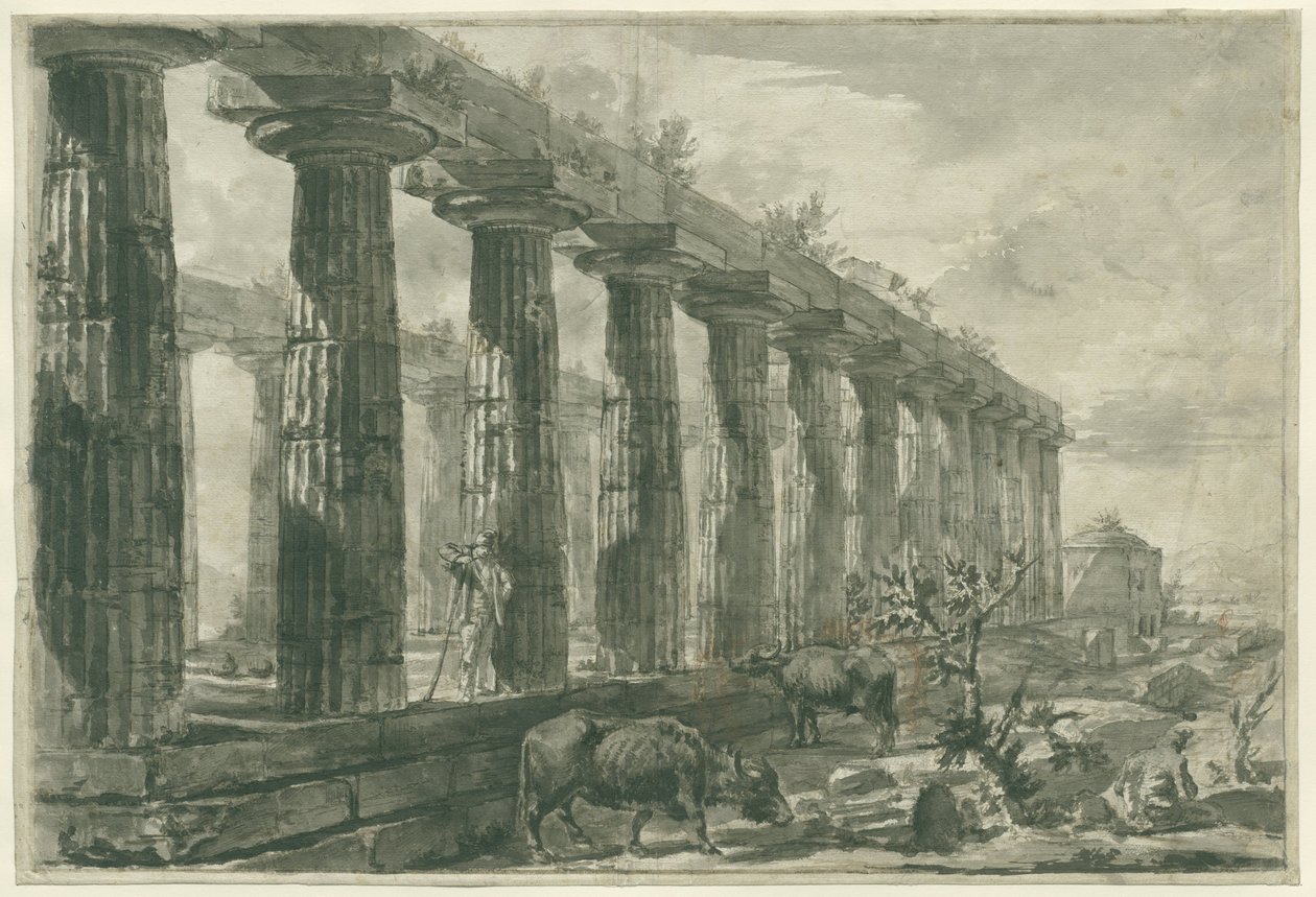 Näkymä Junon temppelistä Paestumissa tekijältä Giovanni Battista Piranesi