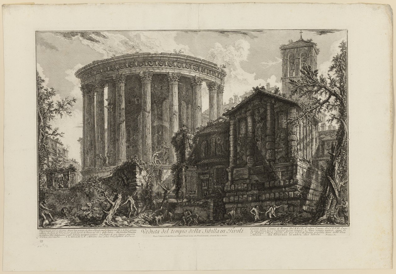 Näkymä Sibylin temppelille Tivolissa Rooman näkymistä tekijältä Giovanni Battista Piranesi