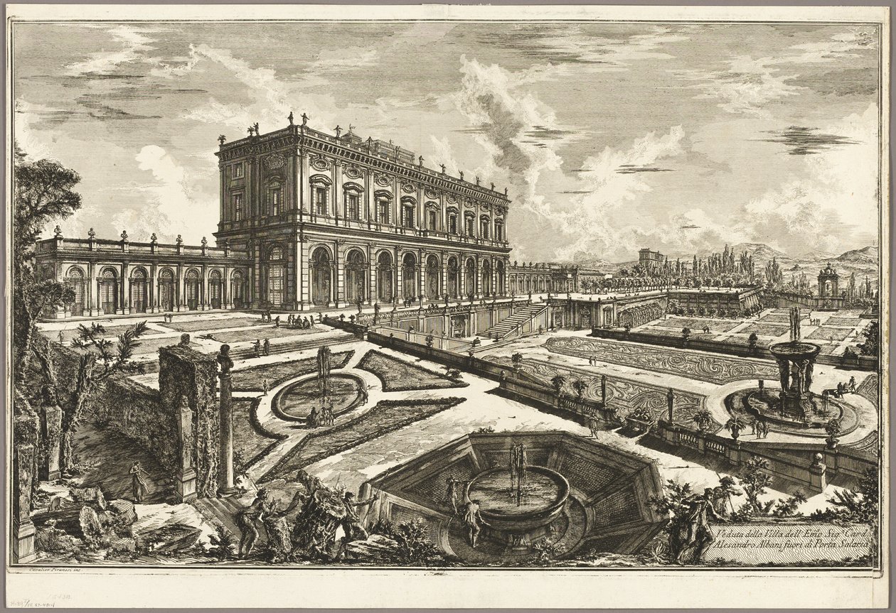 Näkymä hänen eminentsissään kardinaali Alessandro Albanin huvilasta Porta Salarian ulkopuolella, Rooman näkymistä tekijältä Giovanni Battista Piranesi