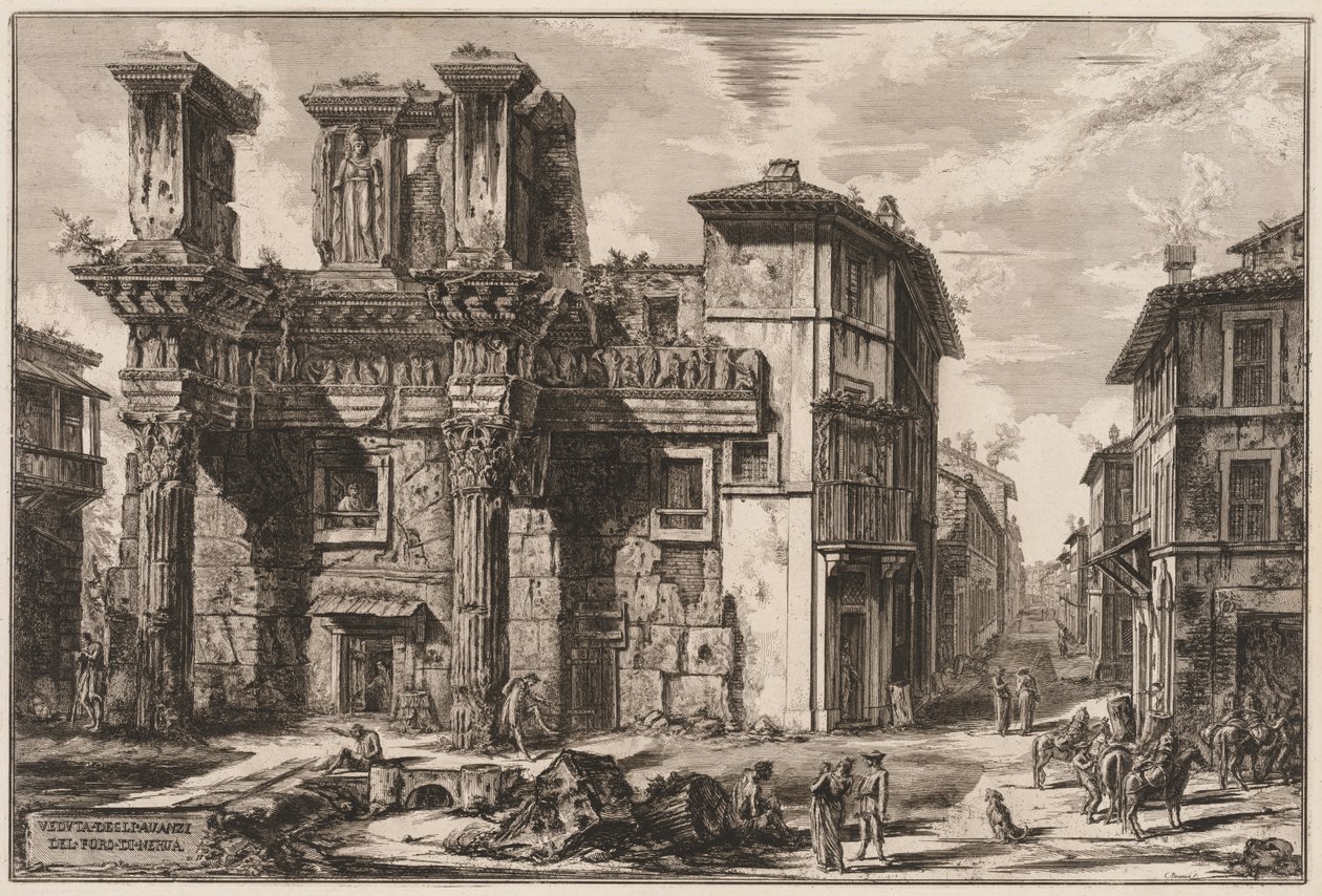 Näkymät Roomaan: Forum of Nerva tekijältä Giovanni Battista Piranesi