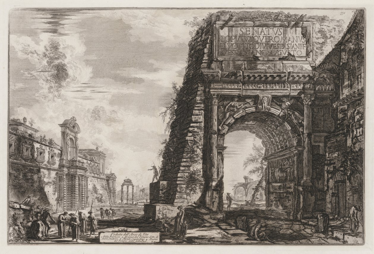 Näkymät Roomaan: Kaari tai Titus tekijältä Giovanni Battista Piranesi