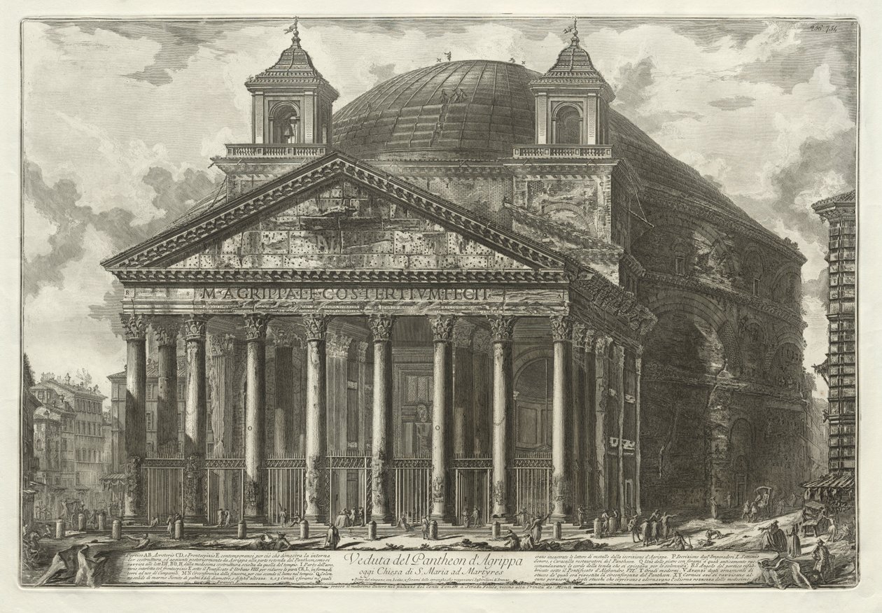 Näkymät Roomaan: Pantheon tekijältä Giovanni Battista Piranesi